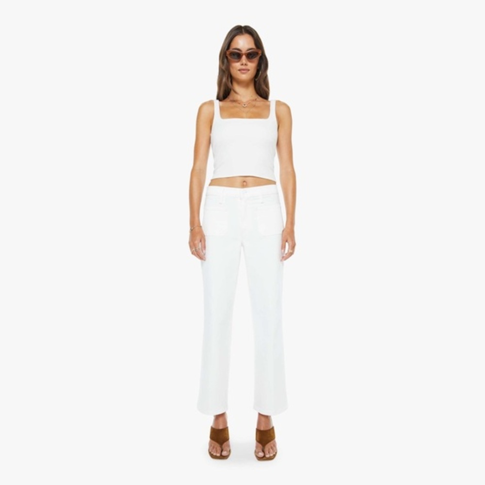MOTHER Superior Patch Pocket Mid Rise Maven Ankle in Totally Innocent